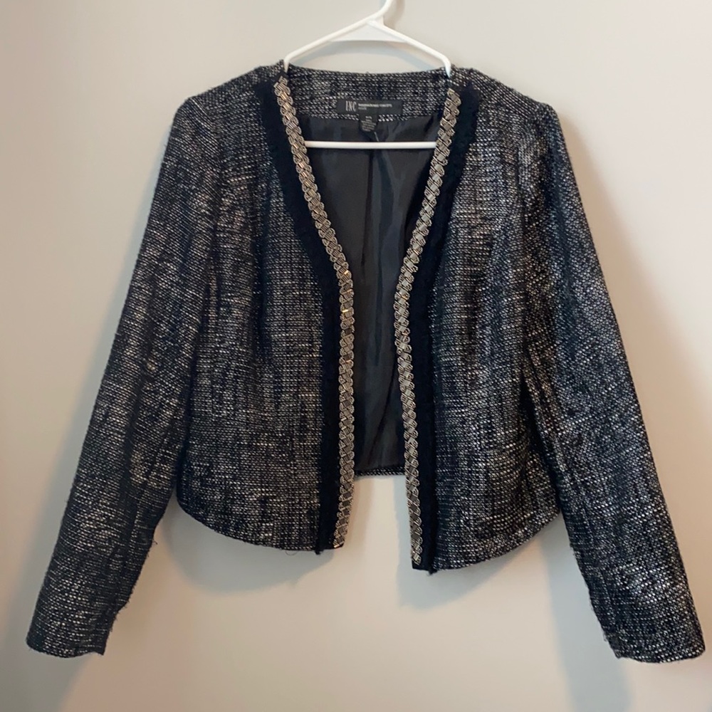 Black and Silver Tweed INC Blazer